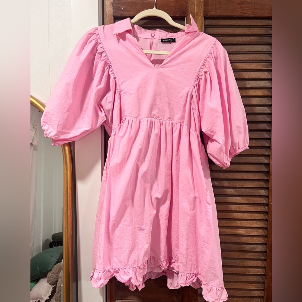 Mittoshop pink puff sleeve dress